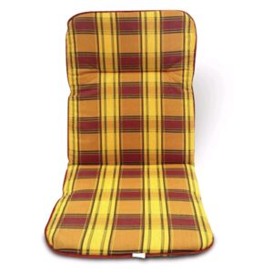 Polstrovaný sedák na zahradní židli 100x50x6-15O oranžové káro