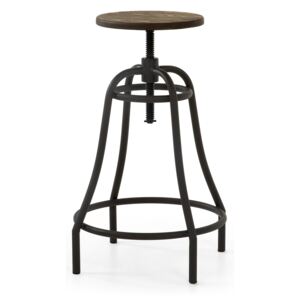 Černá kovová barová židle LaForma Malibu s dřevěným sedákem