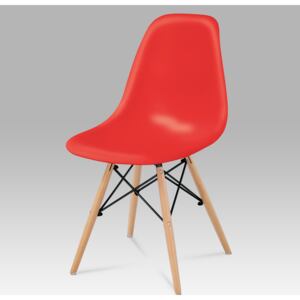 Artium Jídelní židle plast červený / masiv buk / kov černý - CT-758 RED