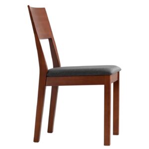 Nordic Design Hnědá dřevěná jídelní židle Forman s šedým čalouněným sedákem