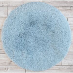 Plyšový kulatý koberec SOFT 90 cm - světle modrý