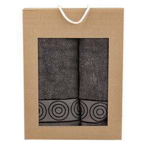 Vesna | Froté set KRUHY šedé ručník + osuška v krabičce