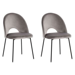 Sada 2 jídelních židlí COVELO šedý samet