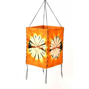 Stínidlo, oranžové, čtyřboké, batika kruh, barvený rýžový papír, 18x26cm