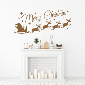 Merry Christmas Santa II. - samolepka na zeď Hnědá 50 x 20 cm