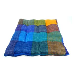 Thajsko Podsedák 40x40cm, polyester, modrý multicolor, čtverce