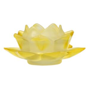 Svícen - lotosový květ - skleněný žlutý