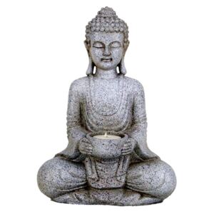 Meditující Buddha - svícen Feng Shui - šedý