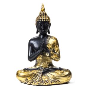 Buddha meditující - socha Feng shui - černo-zlatý - velký