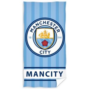 Carbotex • Fotbalová osuška FC Manchester City - Stripes - 100% bavlna - 70 x 140 cm