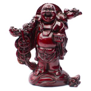Buddha na pytli bohatství - soška Feng shui - vínová 2