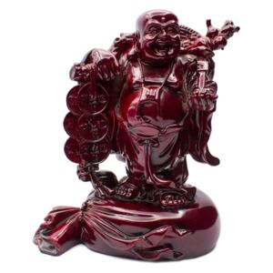 Buddha na pytli bohatství - soška Feng shui - vínová