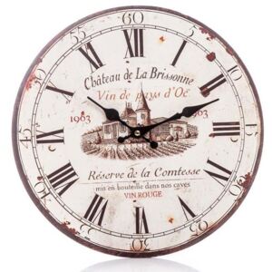 Nástěnné hodiny Chateau, 34 cm (Moc hezké nástěnné dřevěné hodiny ve vintage stylu.)