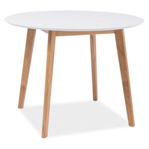 Jídelní stůl MOSSO II 100 cm, dýha bílá, podnož masiv dub