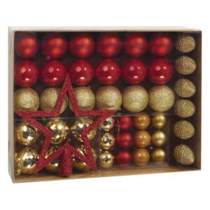 MELINERA® Sada vánočních ozdob, 43dílná (červená/zlatá)
