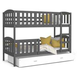 Dětská patrová postel KUBU 190x80 cm šedá bílá Výprodej