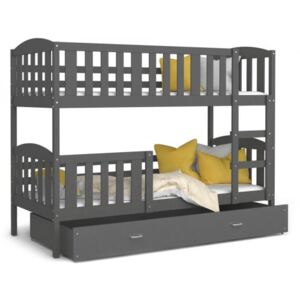 Dětská patrová postel KUBU 190x80 cm šedá Výprodej