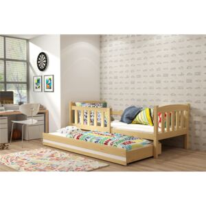 Dětská postel s přistýlkou KUBUS 2 80x190 cm, borovice/bílá Pěnová matrace