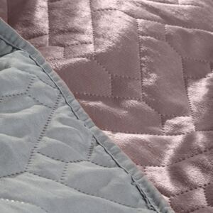 Růžový sametový přehoz na postel LUIZ 70x160 cm