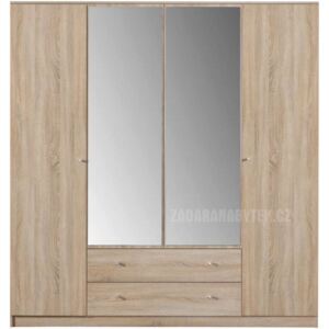 Meblar široká šatní skříň Optimo 200 cm se zrcadlem