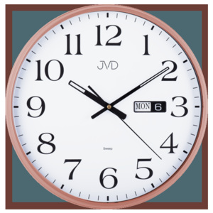 Netikající tiché nástěnné hodiny JVD sweep rosé HP671.5 s datumovkou