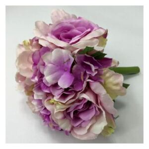 Autronic Hortenzie a růže, puget, barva lila. Květina umělá. KN5122-LILA