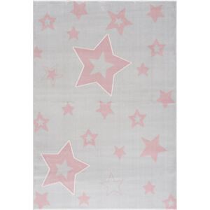 Livone Dětský koberec - Galaxie barva: šedý s růžovou hvězdou, Velikost: 120 x 180
