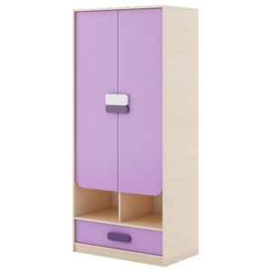 Dětská šatní skříň v dekoru dub kremona a lavenda ve fialové barvě typ G03 KN083