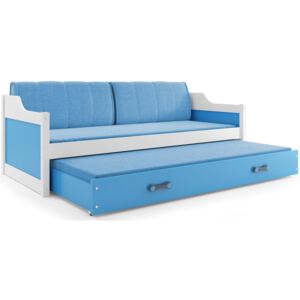 B2b1 BMS-group Dětská postel s přistýlkou DAVID 80x190 cm, bílá/modrá Pěnová matrace