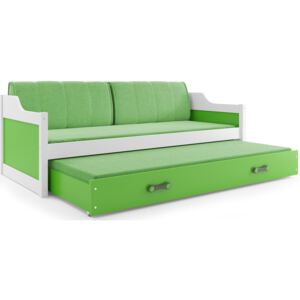 B2b1 BMS-group Dětská postel s přistýlkou DAVID 80x190 cm, bílá/zelená Pěnová matrace