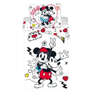 Jerry Fabrics Povlečení Mickey a Minnie "Retro Heart" JF, 140x200, 70x90 - micro