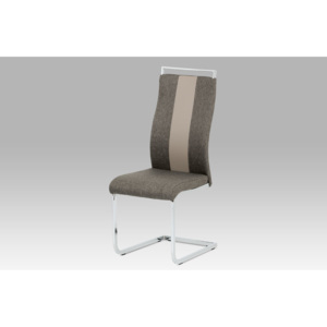 Jídelní židle chrom a lanýžová látka s lanýžovou ekokůží DCL-449 LAN2