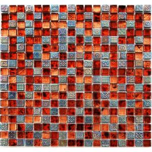 Maxwhite JSM-JB011 Mozaika skleněná červená oranžová ocelová 29,7 x 29,7 cm