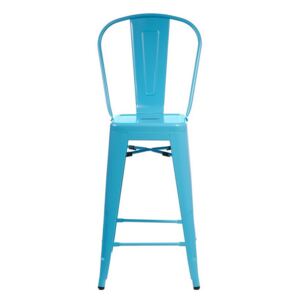 Barová židle Paris Back inspirovaná Tolix modrá