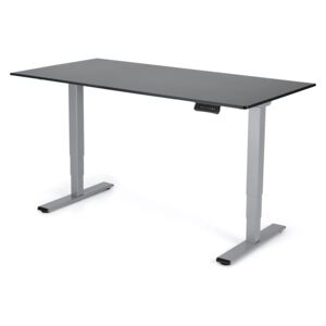 Výškově nastavitelný stůl Liftor 3segmentové nohy šedé, deska 1600 x 800 x 18 mm černá