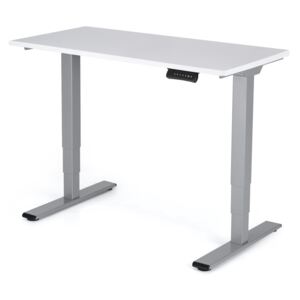 Výškově nastavitelný stůl Liftor 3segmentové nohy šedé, deska 1200 x 600 x 25 mm bílá