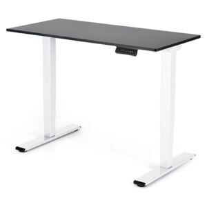 Výškově nastavitelný stůl Liftor 3segmentové nohy bílé, deska 1180 x 600 x 18 mm černá