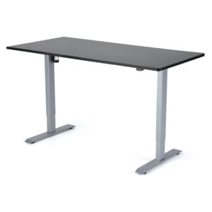Výškově nastavitelný stůl Liftor 2segmentové nohy šedé, deska 1600 x 800 x 25 mm černá