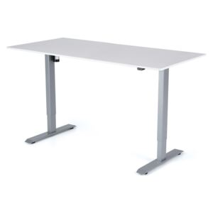 Výškově nastavitelný stůl Liftor 2segmentové nohy šedé, bílá deska pro kancelářský výškově nastavitelný stůl 1600 x 800 x 18 mm bílá