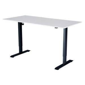 Polohovací stůl Liftor 2segmentové nohy černé, bílá deska pro kancelářský výškově nastavitelný stůl 1600 x 800 x 18 mm bílá