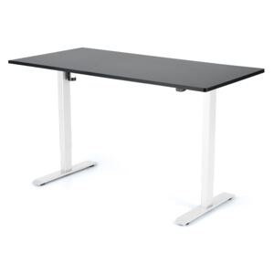 Výškově nastavitelný stůl Liftor 2segmentové nohy bílé, deska 1600 x 800 x 25 mm černá