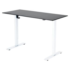 Výškově nastavitelný stůl Liftor 2segmentové nohy bílé, deska 1380 x 650 x 18 mm černá