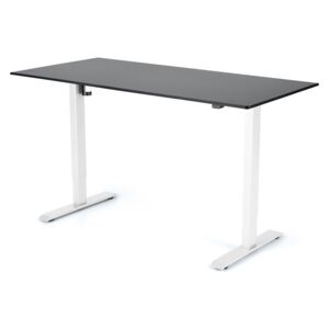Výškově nastavitelný stůl Liftor 2segmentové nohy bílé, deska 1600 x 800 x 18 mm černá