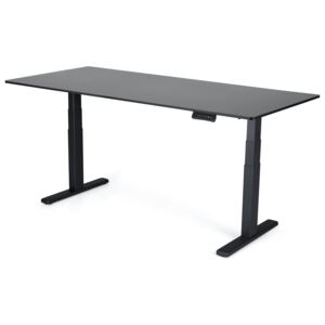 Výškově nastavitelný stůl Liftor 3segmentové nohy premium černé, černá deska pro kancelářský výškově nastavitelný stůl 1800 x 800 x 18 mm