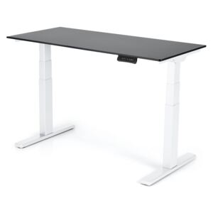 Výškově nastavitelný stůl Liftor 3segmentové nohy premium bílé, deska 1380 x 650 x 18 mm černá