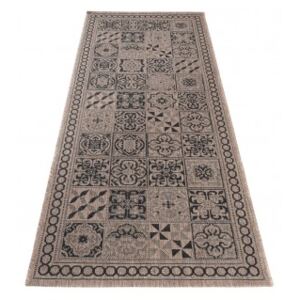 Kusový koberec běhoun Sisal Floorlux 20369 Patchwork Coffee / Black Rozměr: 60x200 cm