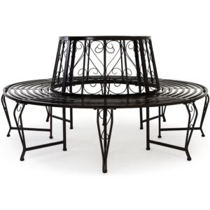 Goleto Zahradní kovová lavička kruhová - černá | Ø 160 cm