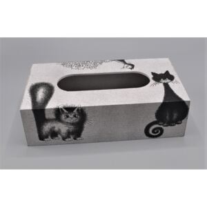Krabička na kapesníky s kočkami šedá I