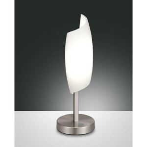 Fabas 3300-30-178 Roxie, stolní lampa v kombinaci matného niklu a foukaného skla, 8W LED, výška 30cm