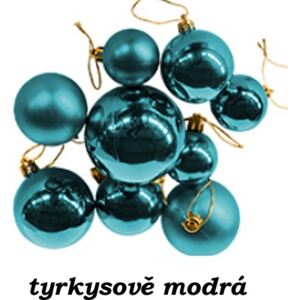 Vánoční ozdoby sada 30 ks mix velikostí 4,5,6 a 7 cm tyrkysově modré